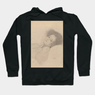 Portrait of a Young Woman Reclining by Gustav Klimt Hoodie